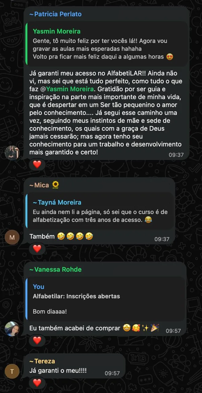Depoimentos de Patricia, Mica, Vanessa e Tereza